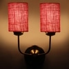 Devansh Metal Electric Wall Light in Gold Colour with Maroon Shade Count of 2 Lights