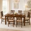 Globally Indian Prisha Solid Sheesham Wood 6 Seater Dining Table Set 6 Chairs Beige