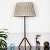 Mizuko Matte Black And Copper Table Lamp With Natural Linen Shade