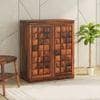 Keaton Sheesham Wood Bar Cabinet in Honey Oak Finish