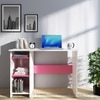 Woodbuzz Duke Engineered Wood Finish Study Table In Frosty White And Pink