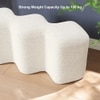 Wooden Twist Molecule Boucle Upholstered Ottoman Bench in White Colour