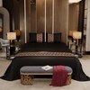 Stoa Paris Satin Bedsheet for Super King Bed (274 cm x 274 cm) with 2 Pillow Covers heet for Black Gold