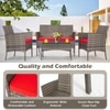 Carry Bird Wicker Patio Furniture Accessorie 4 Seater Sets In Grey And Red Colour