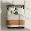 Valerio Duo-Panel Luxe Queen Size Bed in Grey Blue colour Velvet with Oak wood Frame
