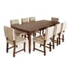 Globally Indian Sheesham Wood 8 Seater Dining Set With Upholstered Chairs Back And Seat In Beige Color