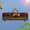 D'Dass Copper Wooden Shelf Style Temple For Pooja In Home and Office