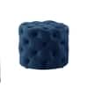 Doe Buck Briana Velvet Tufted Ottoman Cube in Blue Colour