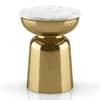 Alaya Round White Marble Top Metal Side Table in Gold finish