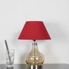 INGRAM Smoke Glass and Metal Table Lamp With Maroon Cotton Shade