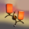 Devansh Metal Electric Wall Light in Gold Colour with Orange Shade Count of 2 Lights