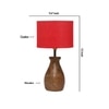 Devansh Red Cotton Table Lamp With  Wood Natural Base (7X13 Inches)-4