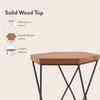 Dyson Hex Solid Wood Side Table In Amber Walnut Finish With Black Base