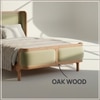 Valerio Duo-Panel Luxe Queen Size Bed in Green colour Velvet with Oak wood Frame