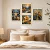 The Castle Decor Golden Deer Sunrise Wall Art Set of 4