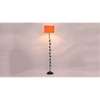 Storm Orange Fabric Floor Lamp with Black Iron Base