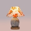 Devansh Conical Multi Cotton Shade Lamp With Wood & Mosaic Glass Base For Decoration/Office/Home/Gifting/Study For Decoration/Office/Home/Gifting/Study -(10X10X14.5) Inches -A