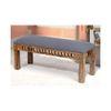 Milford Sheesham Wood Accent 3 Seater Bench In Anchor Grey Fabric