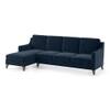 Abbey Sectional Sofa (Colour : Sea Port Blue Velvet, Cushion : Soft, Seater : Left Aligned 3 Seater + Left Aligned Chaise)