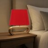 Devansh Red Cotton Table Lamp With  Wood Natural Base -4
