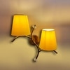 Devansh Metal Electric Wall Light in Gold Colour with Yellow Shade Count of 2 Lights