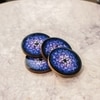 Ireka Home Blue Nebula Acacia Wood Coaster Set – Enamel Design (Set of 4)