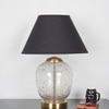 SECRET Water Droplets On Glass and Brass Finish Metal Large  Table Lamp With Black Cotton Shade