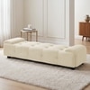 Melon Velvet 5 Feet Ottoman Bench in Cream  Color
