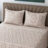 Peach Floral 400 TC Cotton Flat Queen Size Bedsheet With 2 Pillow Covers  Threads
