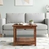 Camden Sheesham Wood Contemporary Square Coffee Table In Natural Teak Finish