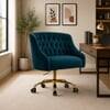 Doe Buck Clemence Modern Teal Tufted Velvet Office Chair
