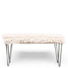 Velas Sheesham Wood Mid Century 2 Seater Bench With Metal Legs In Beige Fabric With Fringes
