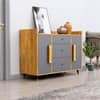 Hexa Red Multipurpose Storage Cabinet With 3 Drawer 2 Door in Giant Wood And Slate Grey Colour