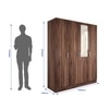 Julian Engineered Wood 4 Door Mirror Wardrobe In Walnut Finish