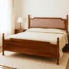 Camille Solid Wood Box Storage Queen Bed in Provincial Teak Finish with Pink Colour