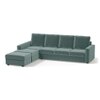 Apollo Compact Sofa (Colour : Dusty Turquoise Velvet, Cushion : Hard, Back Type : High Back, Seating Capacity : Left Aligned 3 Seater + Left Aligned Chaise + Ottoman)
