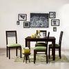 Brighton Zella Solid Wood 4 Seater Dining Table With Set Of 4 Chairs (Colour- Avocado Green , Finish- Mahogany)