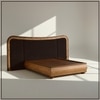 Elowen Softline King Size Bed in velvet With Oak wood Frame & Hydraulic Storage