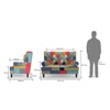 Minnelli 2 Seater Fabric Loveseat In Retro Patchwork Colour