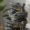 Dark Grey 5 Tier Rock Water Fountain Home and Garden