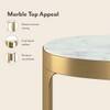 Riva Metal And White Banswara Side Table In Brushed Gold Finish