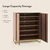 Nina 24 Pairs Solid Wood Shoe Cabinet In Amber Walnut Finish
