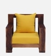 Salamanca Sheesham Wood 1 Seater Sofa In Mustard and Provincial Teak Finish