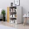 Hexa Engineered Wood Bookshelf Multipurpose Storage Rack in Frosty White and Giant Wood Colour