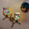 Devansh Metal Electric Wall Light in Gold Colour with Multi Shade Count of 2 Lights
