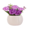Artificial Lilac Hues Flowers With A White Textured Planter