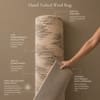 Abstract Beige Ivory Wool Silk Handmade Area Rug for Living Room 8x10