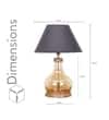 AYANA Brown Wood and Amber Glass Table Lamp with Black Cotton Shade