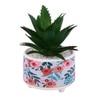Attractive Aloe Vera Plant With Flowers Print Ceramic Pot
