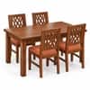 Globally Indian Bandhana Solid Sheesham Wood 4 Seater Dining Table Set 4 Chairs Terracotta Orange